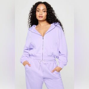 Fabletics Weekend Full Zip Baggy Hoodie in Washed Lilac Lotus
